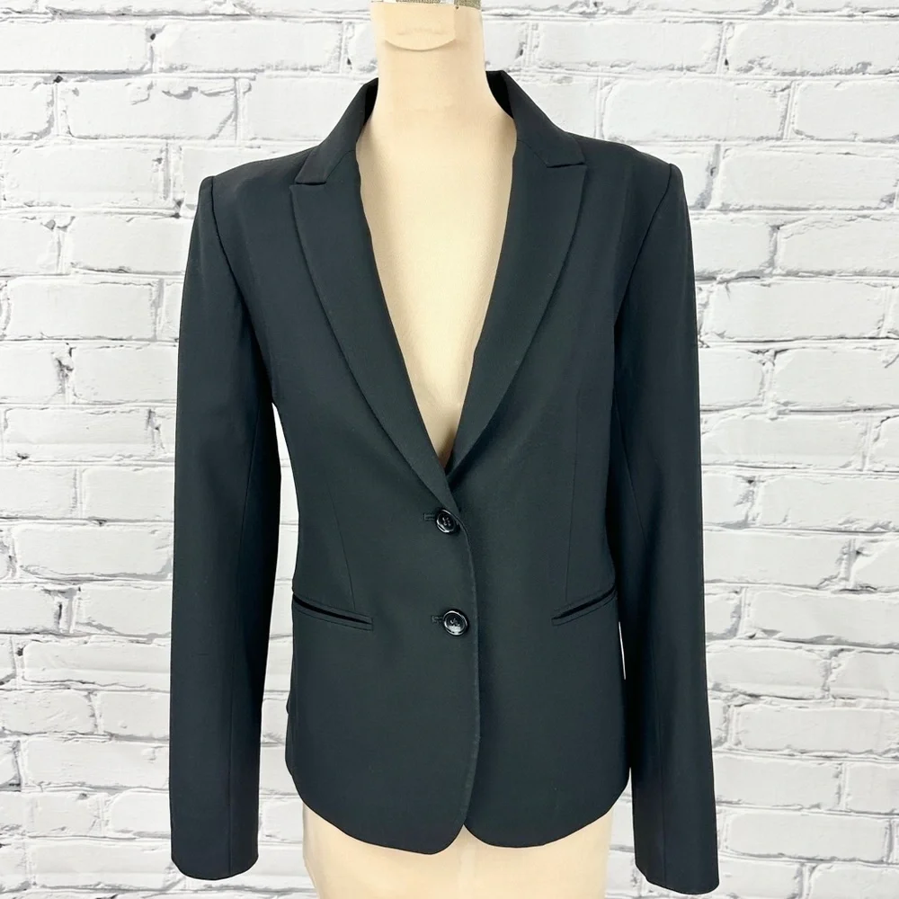 Theory Women’s Virgin Wool Nicholle 2 Sevona Black 2 Button Blazer Size 4 Career
